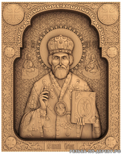 Резная икона Николай Чудотворец #3 из дерева
